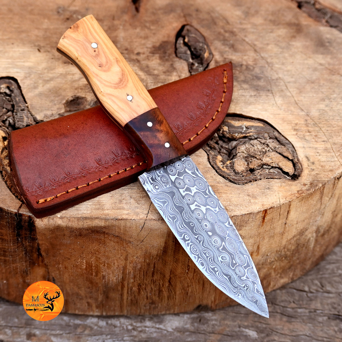 CUSTOM HANDMADE FORGED DAMASCUS STEEL SKINNING KNIFE HUNTING BOWIE SURVIVAL KNIFE EDC 2676