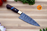 Chef Knife Custom Made Hand Forged Damascus Steel Steak Knife Kitchen Knife With Wood And Brass Bolster Handle