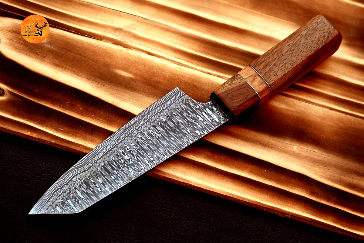 Chef Knife Custom Made Hand Forged Damascus Steel Utility Kitchen Knife With Wood Handle 2735