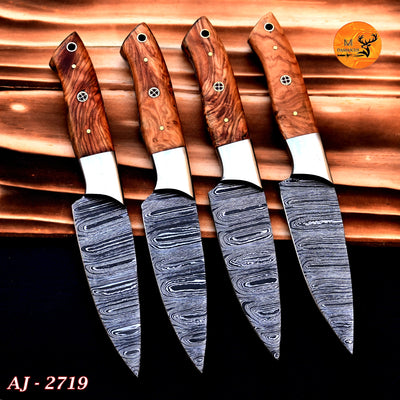 CUSTOM HANDMADE FORGED DAMASCUS STEEL STEAK KNIFE SET CHEF KNIFE SET KITCHEN KNIVES SET 2719