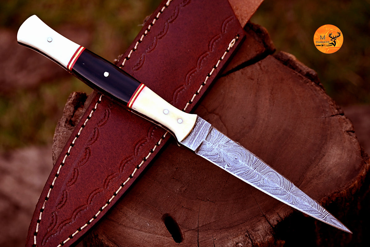 CUSTOM HANDMADE FORGED DAMASCUS STEEL BOOT KNIFE THROWIG HUNTING KNIFE EDC 2722