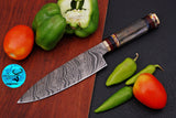 Chef Knife Custom Made Hand Forged Damascus Steel Utility Kitchen Knife With Camel Bone Handle 1389