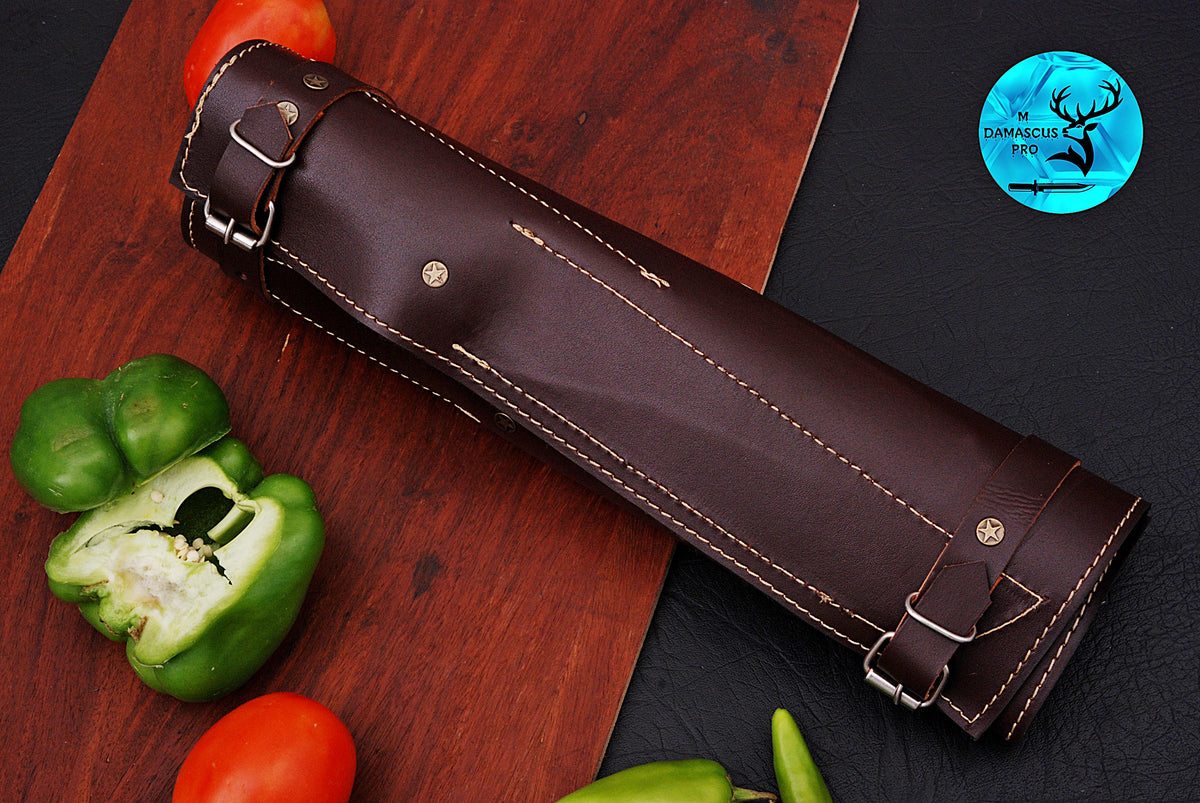 CUSTOM MADE CHEF KNIFE SET HAND FORGED DAMASCUS STEEL KITCHEN KNIVES SET WITH WOOD HANDLE