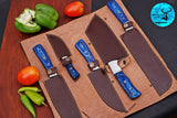 CUSTOM MADE CHEF KNIFE SET HAND FORGED DAMASCUS STEEL KITCHEN KNIVES SET WITH WOOD HANDLE M-118
