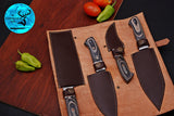 CUSTOM MADE CHEF KNIFE SET HAND FORGED DAMASCUS STEEL KITCHEN KNIVES SET WITH WOOD HANDLE 990