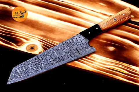 Chef Knife Custom Made Hand Forged Damascus Steel Utility Kitchen Knife With Wood Handle 2745