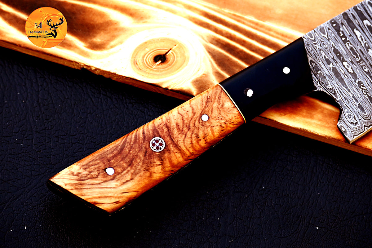 Chef Knife Custom Made Hand Forged Damascus Steel Utility Kitchen Knife With Wood Handle 2745