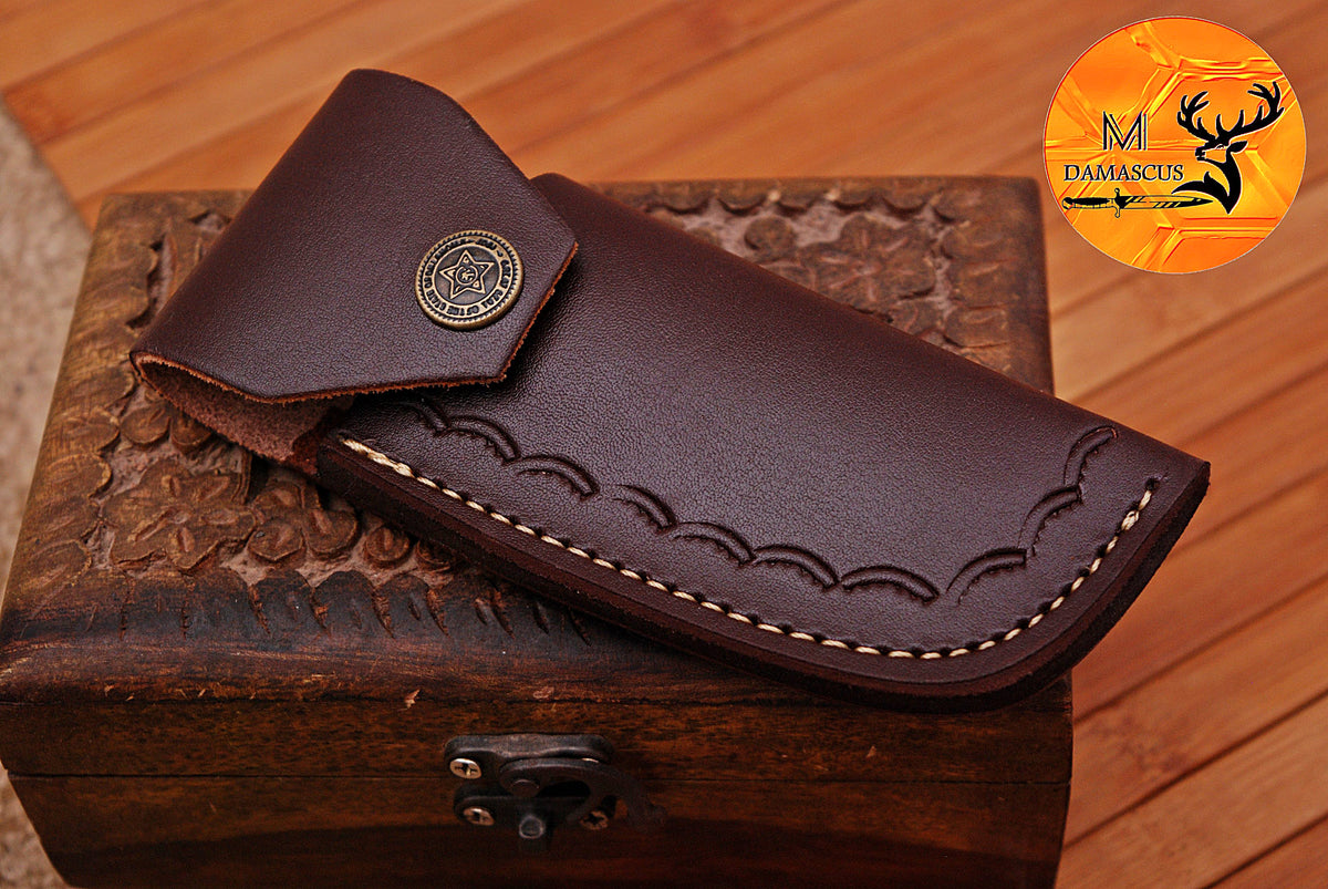 CUSTOM MADE POCKET KNIFE / HAND FORGED DAMASCUS STEEL FOLDING BLADE KNIFE / WOOD HANDLE 670