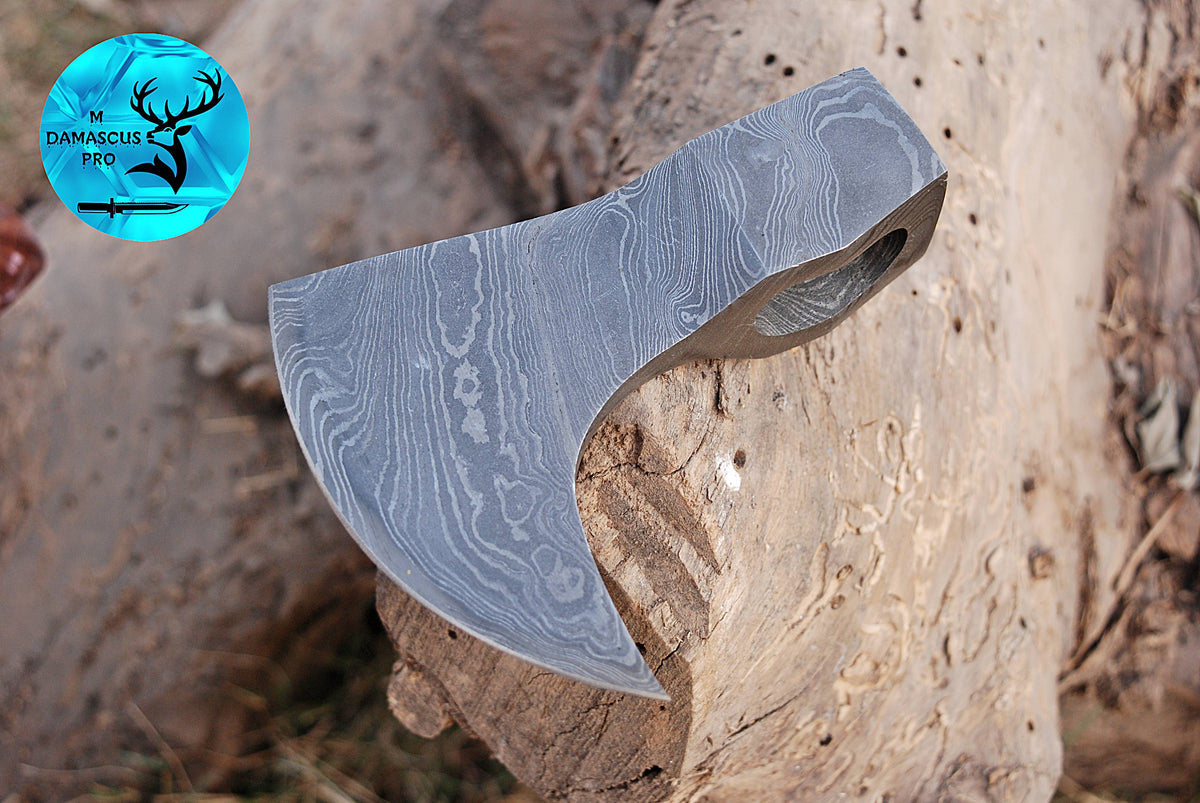 CUSTOM MADE HAND FORGED DAMASCUS STEEL AXE HEAD VIKING HATCHET TOMAHAWK