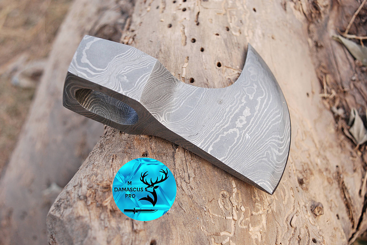 CUSTOM MADE HAND FORGED DAMASCUS STEEL AXE HEAD VIKING HATCHET TOMAHAWK