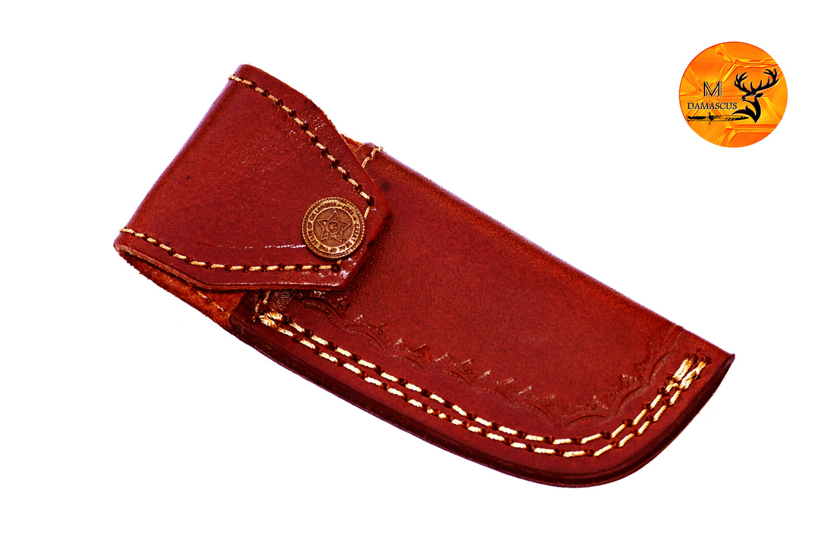 CUSTOM HANDMADE COW LEATHER SHEATH FOR 4" FOLDING KNIFE SURVIVAL EVERYDAY CARRY 1583