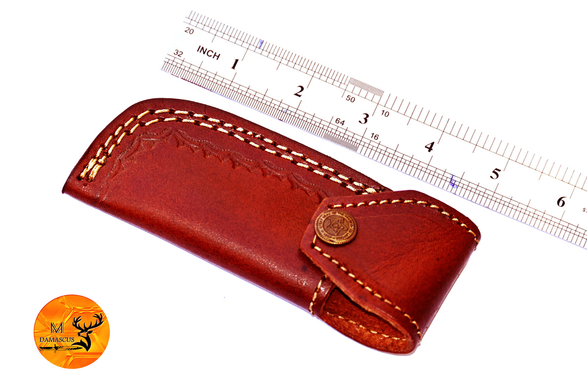 CUSTOM HANDMADE COW LEATHER SHEATH FOR 4" FOLDING KNIFE SURVIVAL EVERYDAY CARRY 1583