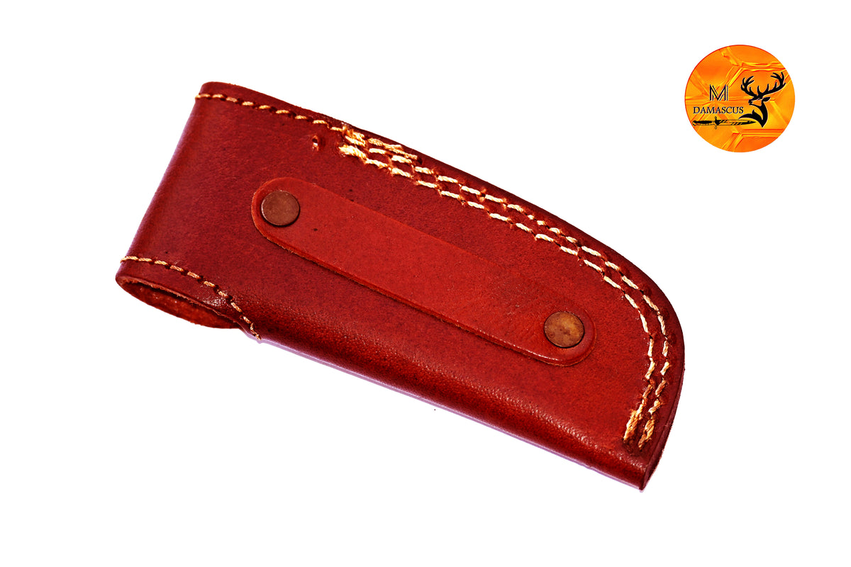 CUSTOM HANDMADE COW LEATHER SHEATH FOR 4" FOLDING KNIFE SURVIVAL EVERYDAY CARRY 1583