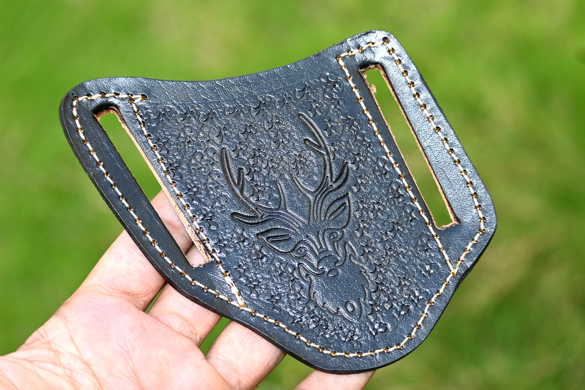 CUSTOM HANDMADE COW LEATHER SHEATH FOR FOLDING BLADE KNIFE SURVIVAL EVERYDAY CARRY 2748