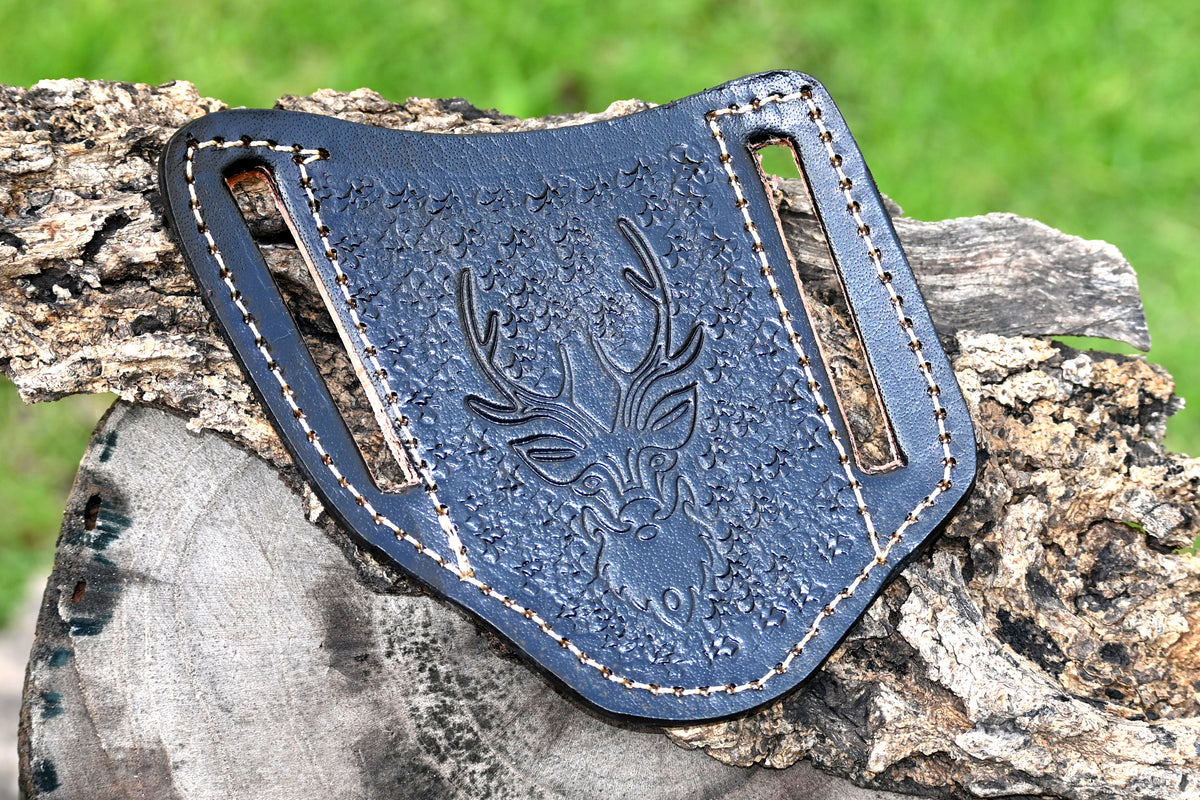 CUSTOM HANDMADE COW LEATHER SHEATH FOR FOLDING BLADE KNIFE SURVIVAL EVERYDAY CARRY 2748