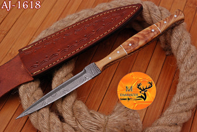 CUSTOM HANDMADE FORGED DAMASCUS STEEL BOOT KNIFE THROWING DAGGER HUNTING KNIFE EDC 1618