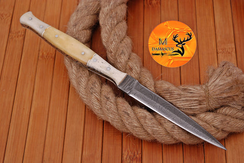 CUSTOM HANDMADE FORGED DAMASCUS STEEL BOOT KNIFE THROWING DAGGER HUNTING KNIFE EDC 1619