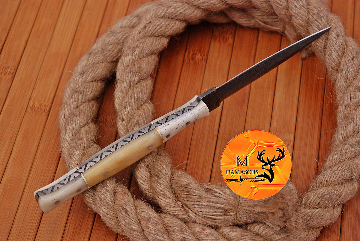 CUSTOM HANDMADE FORGED DAMASCUS STEEL BOOT KNIFE THROWING DAGGER HUNTING KNIFE EDC 1619