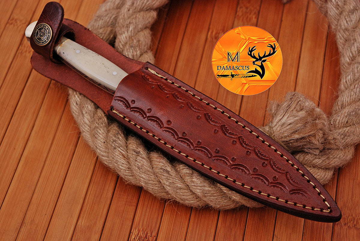 CUSTOM HANDMADE FORGED DAMASCUS STEEL BOOT KNIFE THROWING DAGGER HUNTING KNIFE EDC 1619