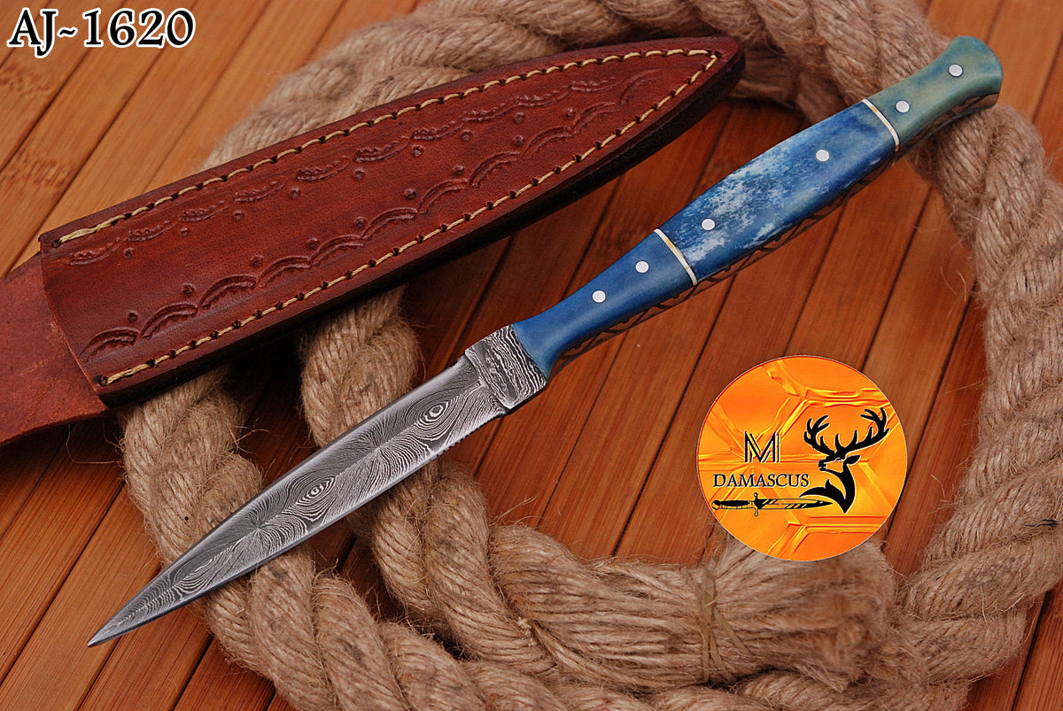 CUSTOM HANDMADE FORGED DAMASCUS STEEL BOOT KNIFE THROWING DAGGER HUNTING KNIFE EDC 1620