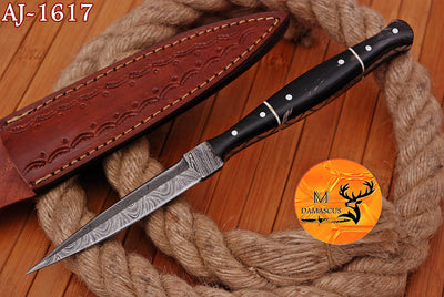 CUSTOM HANDMADE FORGED DAMASCUS STEEL BOOT KNIFE THROWING DAGGER HUNTING KNIFE EDC 1617