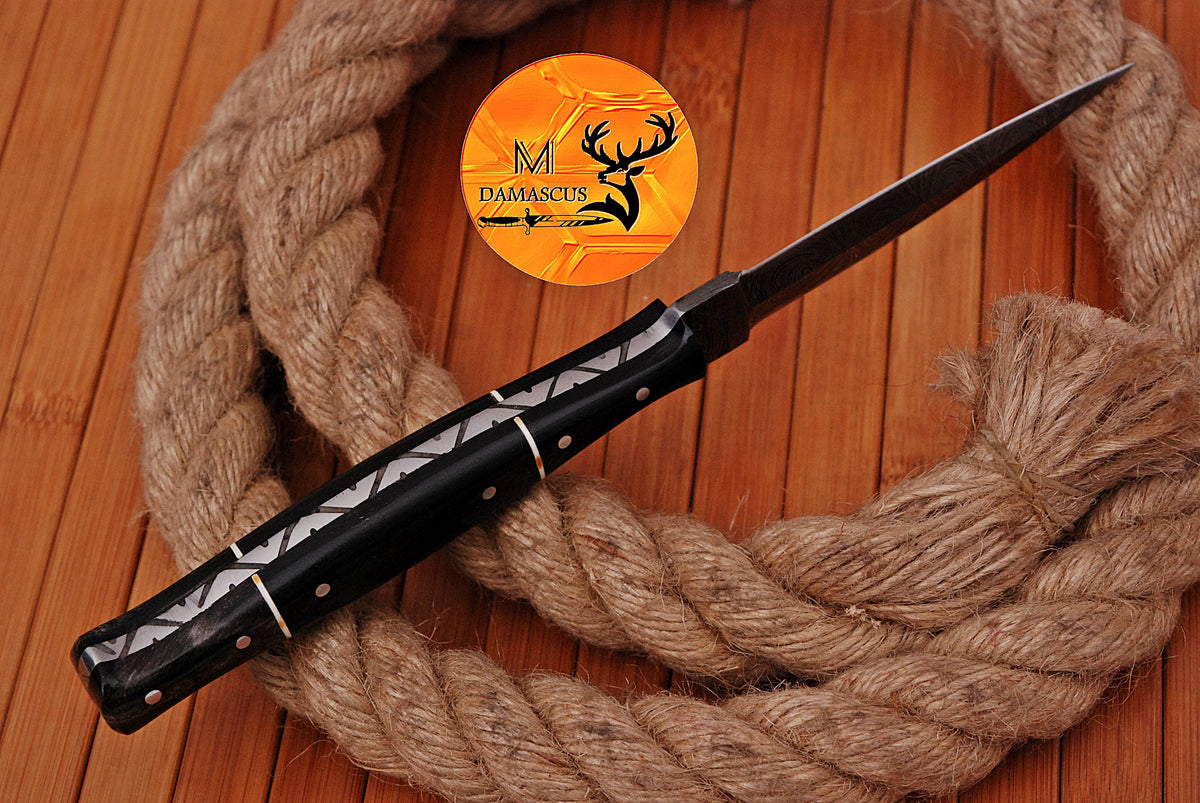 CUSTOM HANDMADE FORGED DAMASCUS STEEL BOOT KNIFE THROWING DAGGER HUNTING KNIFE EDC 1617