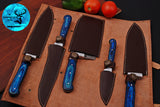 CUSTOM MADE CHEF KNIFE SET HAND FORGED DAMASCUS STEEL KITCHEN KNIVES SET WITH WOOD HANDLE 1575