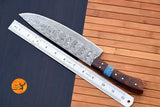 Chef Knife Custom Made Hand Forged Damascus Steel Utility Kitchen Knife With Wood Handle