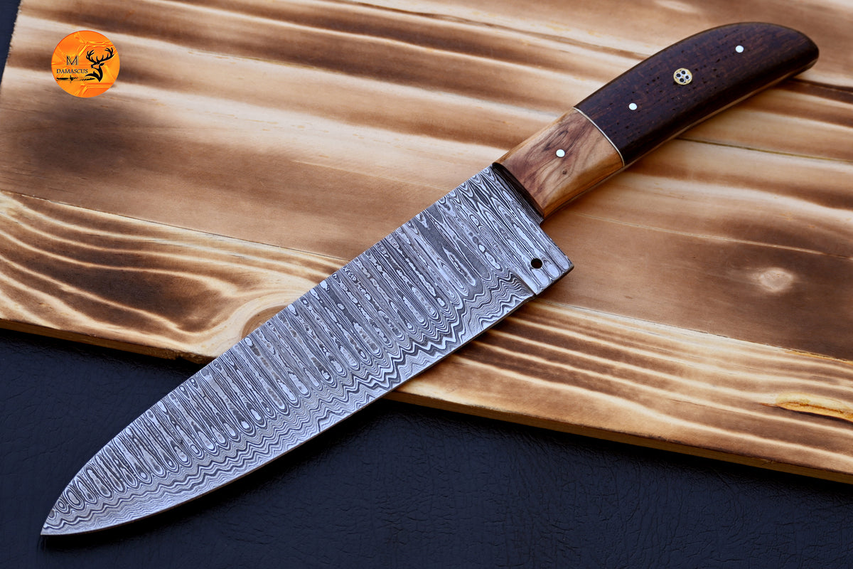Chef Knife Custom Made Hand Forged Damascus Steel Utility Kitchen Knife With Micarta Handle 2562