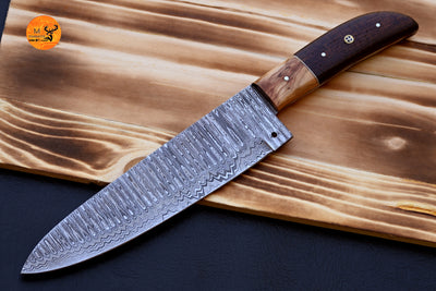 Chef Knife Custom Made Hand Forged Damascus Steel Utility Kitchen Knife With Micarta Handle 2562