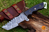 CUSTOM HANDMADE FORGED DAMASCUS STEEL TANTO TRACKER KNIFE HUNTING BOWIE KNIFE SURVIVAL EDC 1917