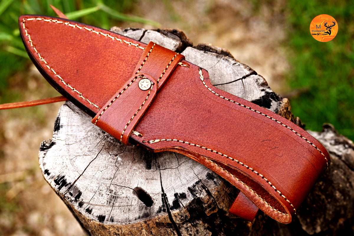 CUSTOM HANDMADE FULL ENGRAVED LEATHER SHEATH FOR FIXED BLADE KNIFE SURVIVAL EDC 2756