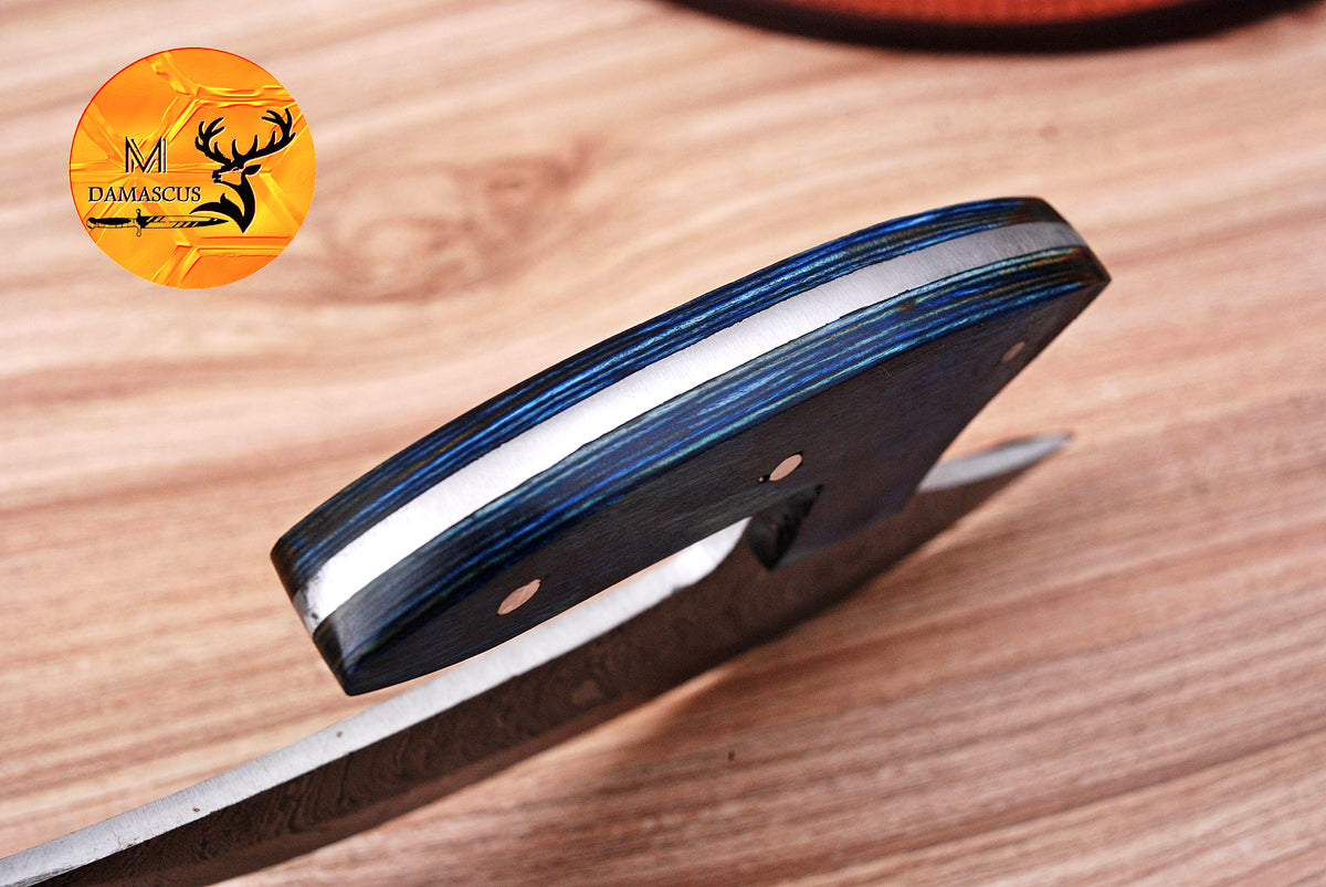 Ulu Knife Custom Made Hand Forged Damascus Steel Chef Kitchen Knife Pizza Cutter With Wood Handle 1771