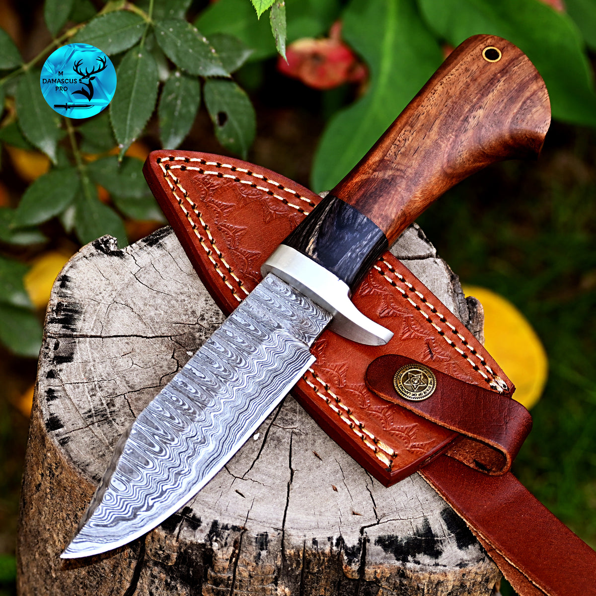 CUSTOM HANDMADE FORGED DAMASCUS STEEL SKINNING KNIFE HUNTING BOWIE KNIFE SURVIVAL EDC 2787