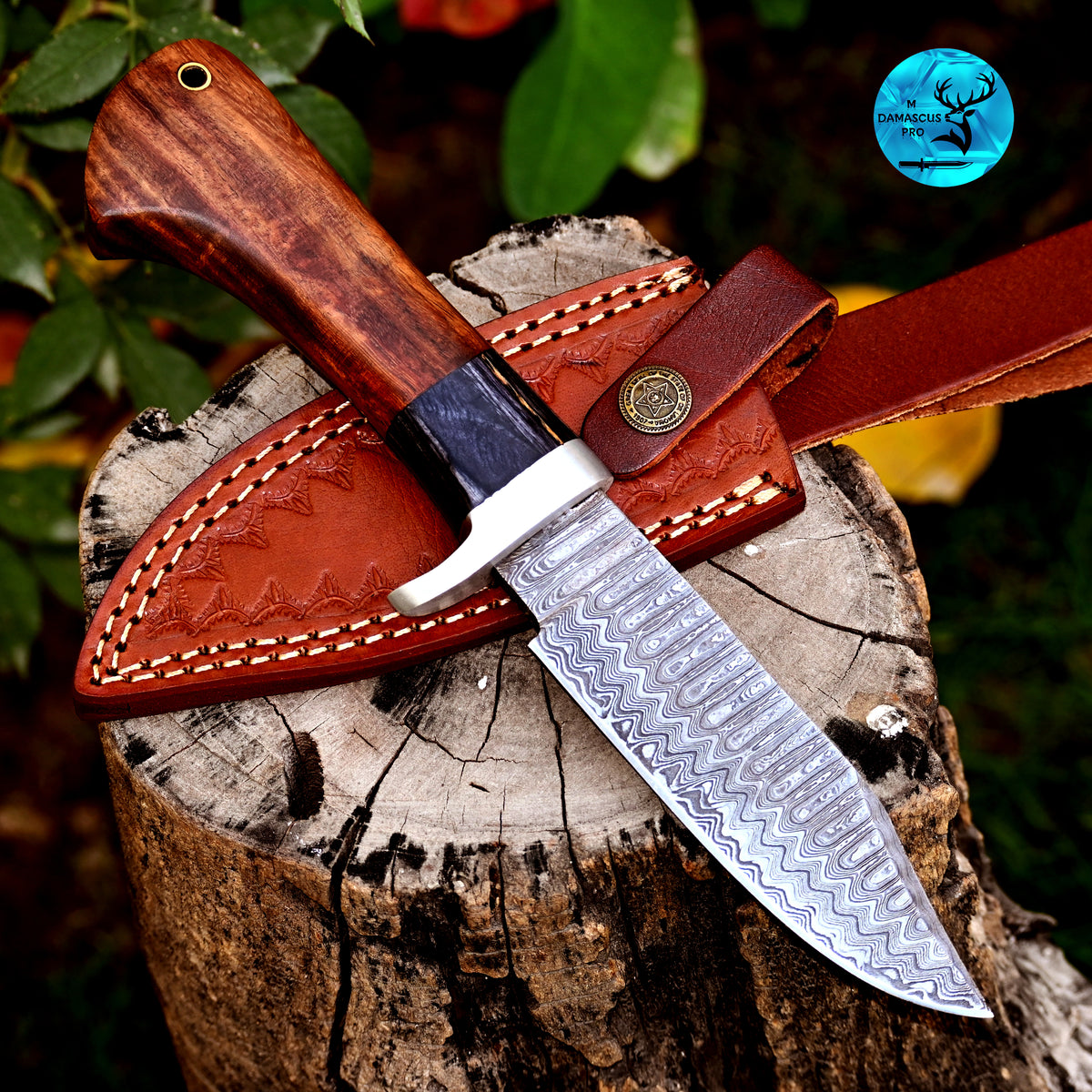 CUSTOM HANDMADE FORGED DAMASCUS STEEL SKINNING KNIFE HUNTING BOWIE KNIFE SURVIVAL EDC 2787