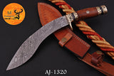 CUSTOM HANDMADE FORGED DAMASCUS STEEL KUKRI KNIFE HUNTING BOWIE KNIFE SURVIVAL EDC 1320