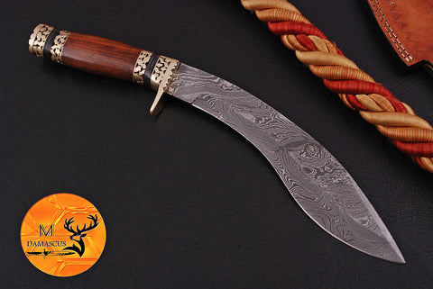 CUSTOM HANDMADE FORGED DAMASCUS STEEL KUKRI KNIFE HUNTING BOWIE KNIFE SURVIVAL EDC 1320