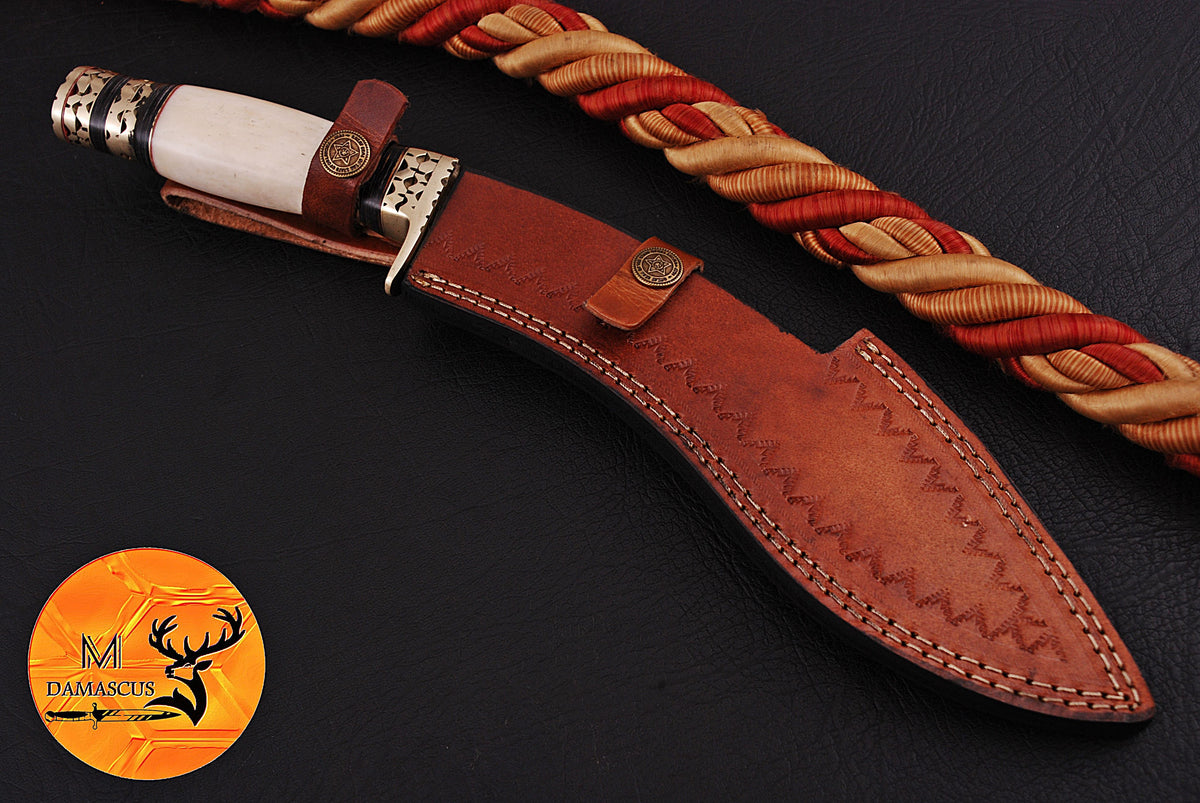 CUSTOM HANDMADE FORGED DAMASCUS STEEL KUKRI KNIFE HUNTING BOWIE KNIFE SURVIVAL EDC 1318