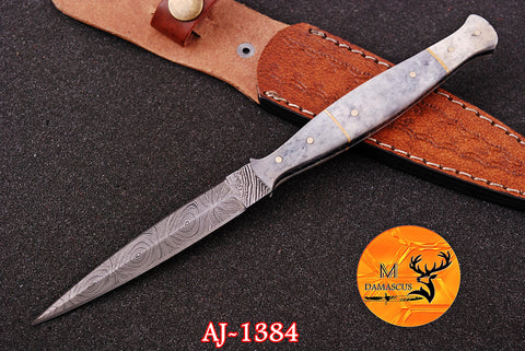 CUSTOM HANDMADE FORGED DAMASCUS STEEL BOOT KNIFE THROWIG HUNTING KNIFE EDC 1384