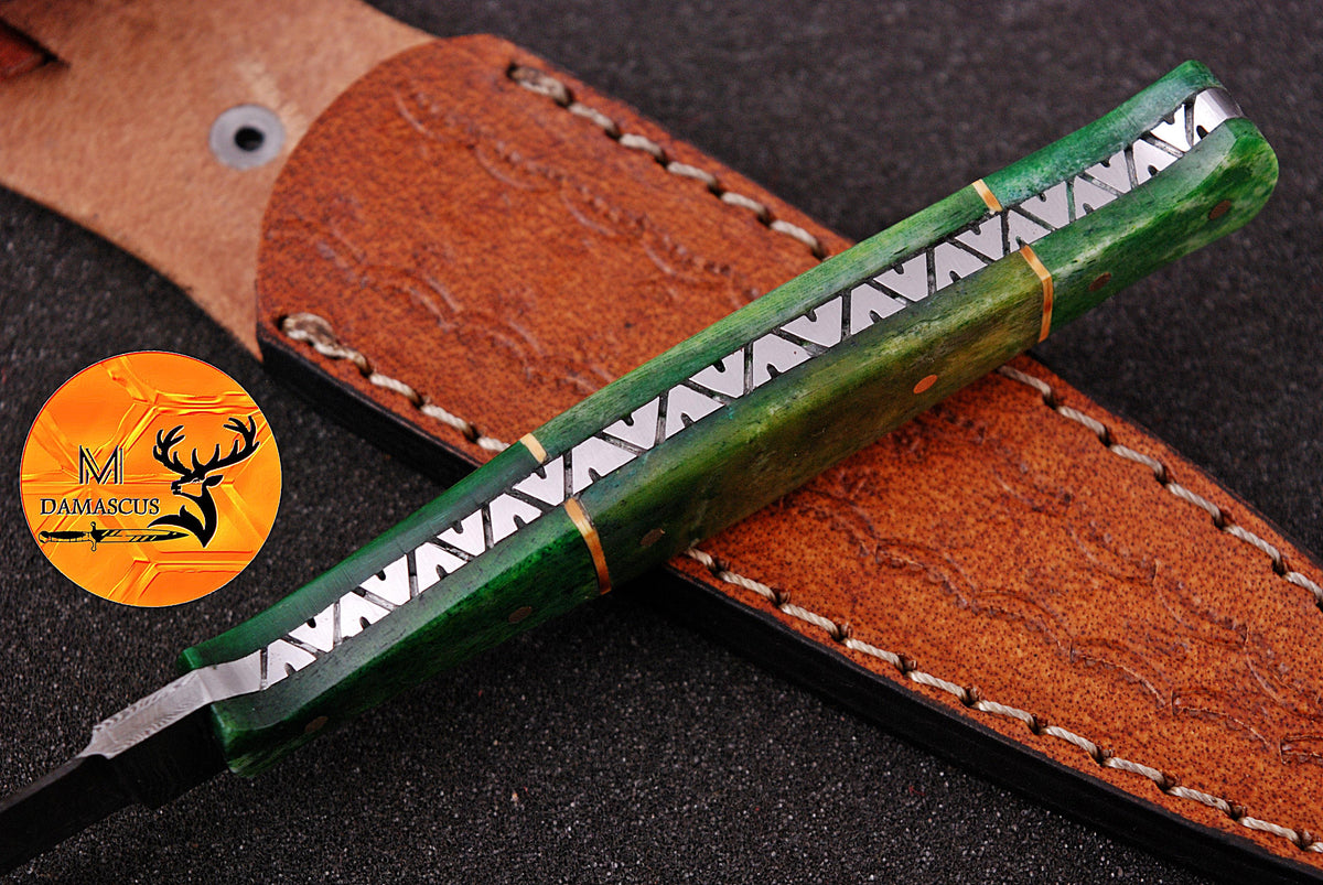 CUSTOM HANDMADE FORGED DAMASCUS STEEL BOOT KNIFE THROWIG HUNTING KNIFE EDC 1383