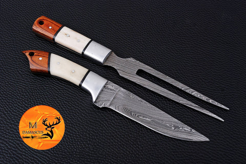 CUSTOM MADE CHEF KNIFE SET HAND FORGED DAMASCUS STEEL KITCHEN KNIVES SET WITH WOOD HANDLE 1789