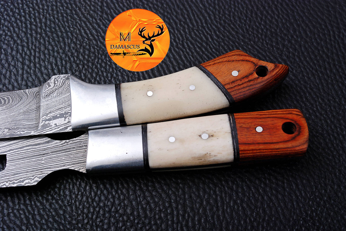 CUSTOM MADE CHEF KNIFE SET HAND FORGED DAMASCUS STEEL KITCHEN KNIVES SET WITH WOOD HANDLE 1789