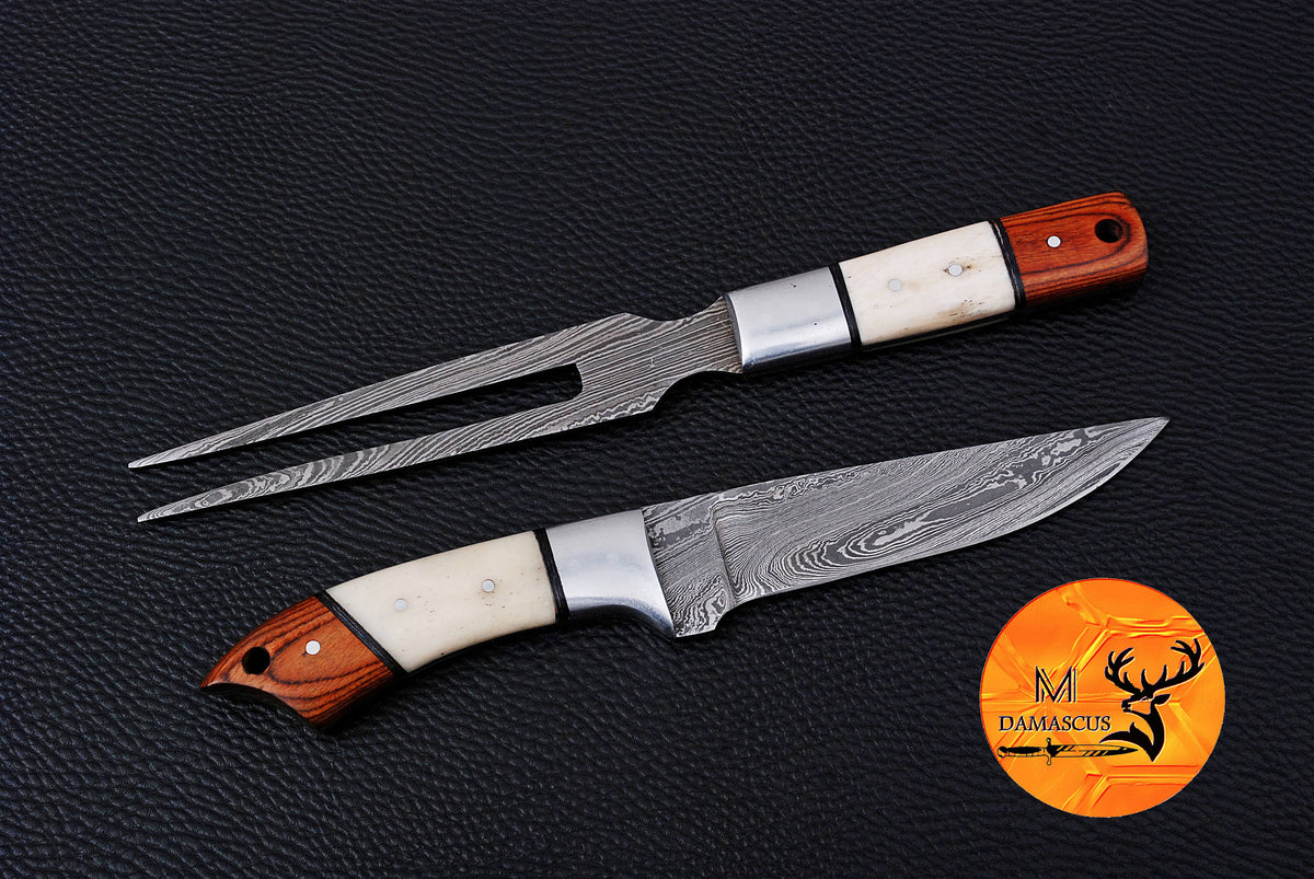 CUSTOM MADE CHEF KNIFE SET HAND FORGED DAMASCUS STEEL KITCHEN KNIVES SET WITH WOOD HANDLE 1789