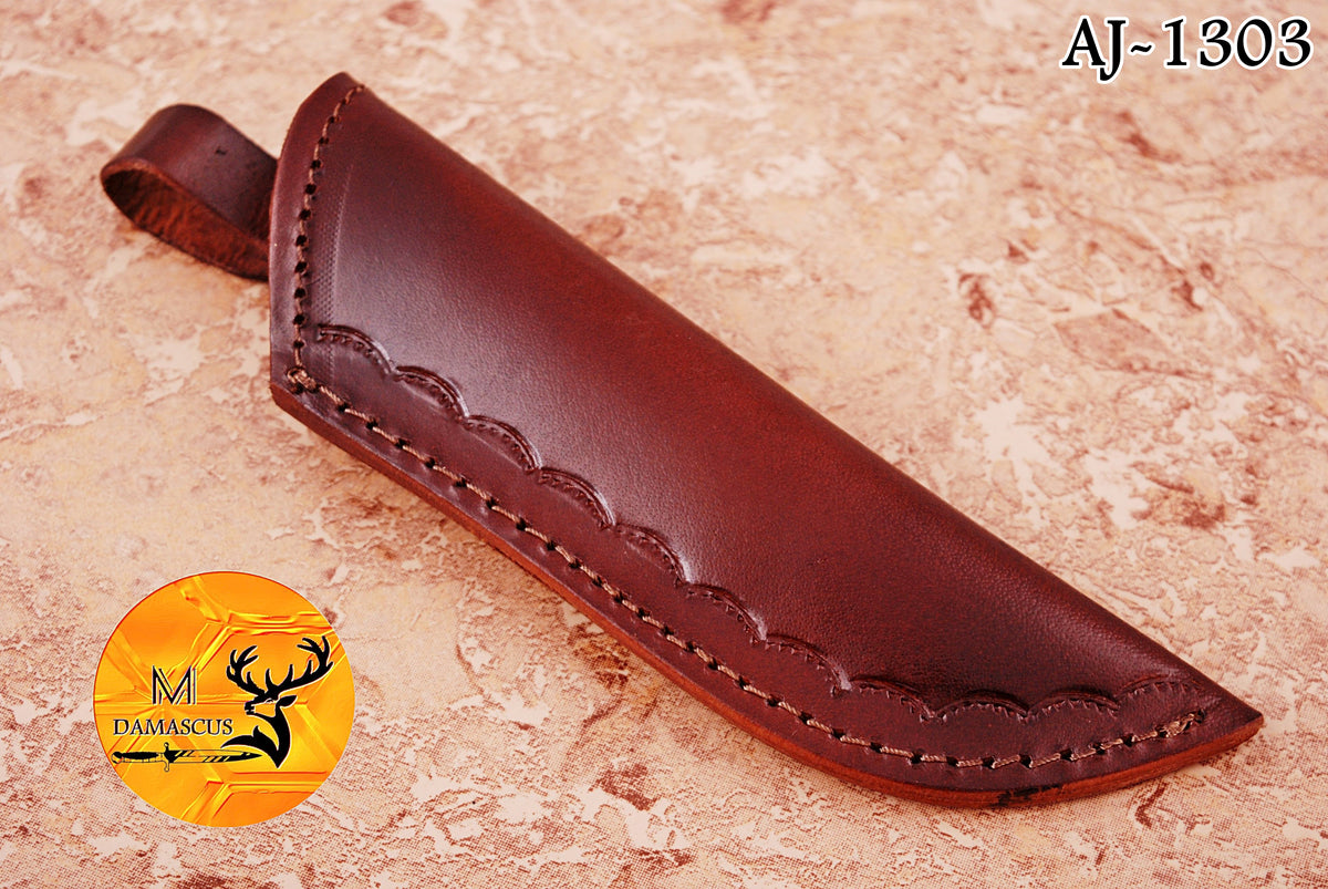 CUSTOM HANDMADE COW LEATHER SHEATH FOR FIXED BLADE KNIFE SURVIVAL EVERYDAY CARRY
