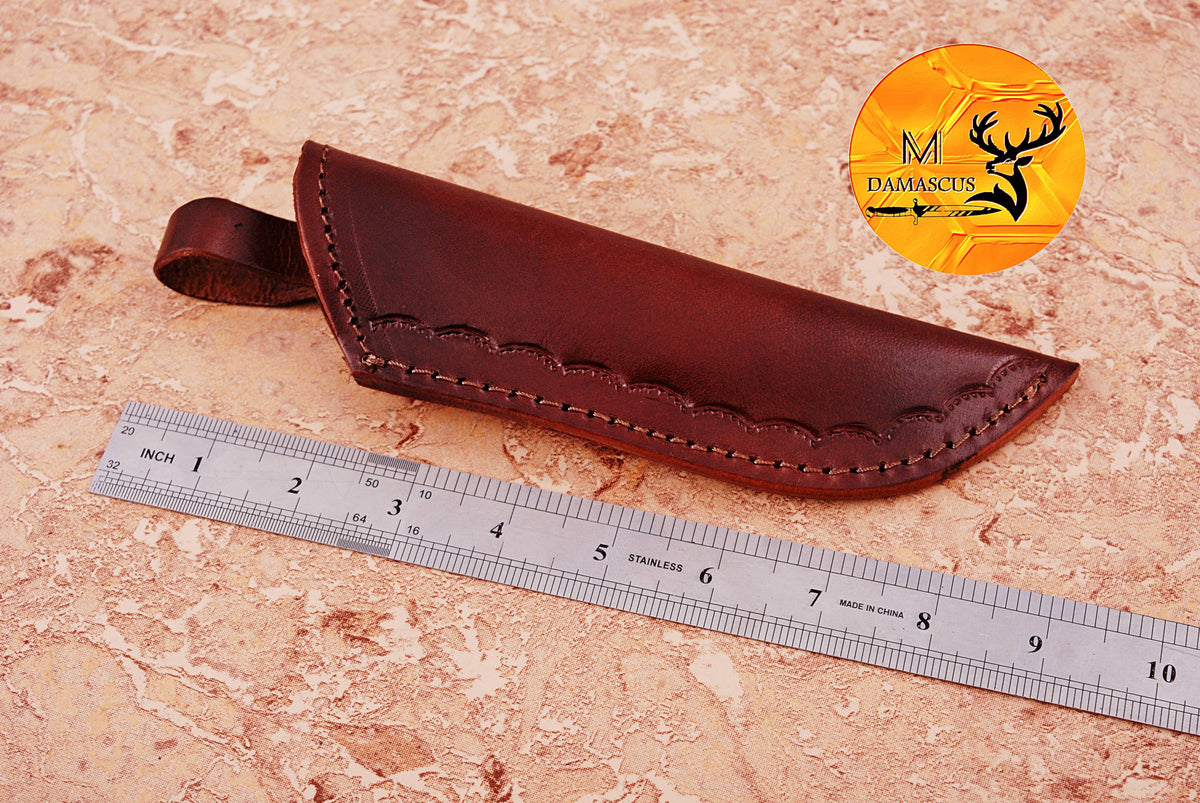 CUSTOM HANDMADE COW LEATHER SHEATH FOR FIXED BLADE KNIFE SURVIVAL EVERYDAY CARRY