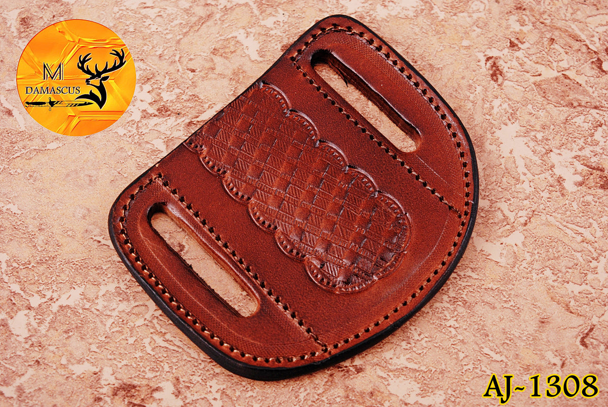 CUSTOM HANDMADE COW LEATHER SHEATH FOR FOLDING BLADE KNIFE SURVIVAL EVERYDAY CARRY 1308