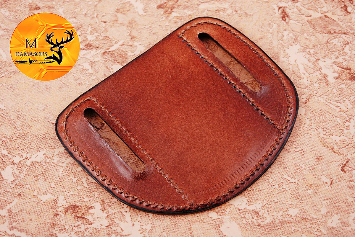 CUSTOM HANDMADE COW LEATHER SHEATH FOR FOLDING BLADE KNIFE SURVIVAL EVERYDAY CARRY 1308