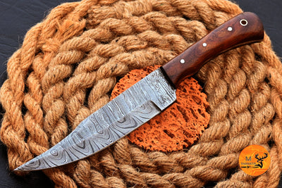 Chef Knife Custom Made Hand Forged Damascus Steel Utility Kitchen Knife With Wood Handle 2572