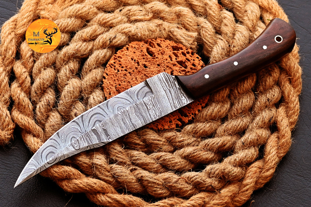 Chef Knife Custom Made Hand Forged Damascus Steel Utility Kitchen Knife With Wood Handle 2572