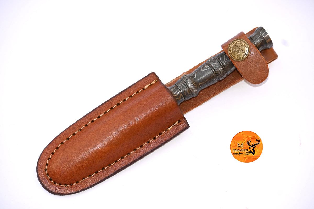 FULL TANG CUSTOM HANDMADE FORGED DAMASCUS STEEL KRIS BOOT KNIFE CAMPING EDC 2417